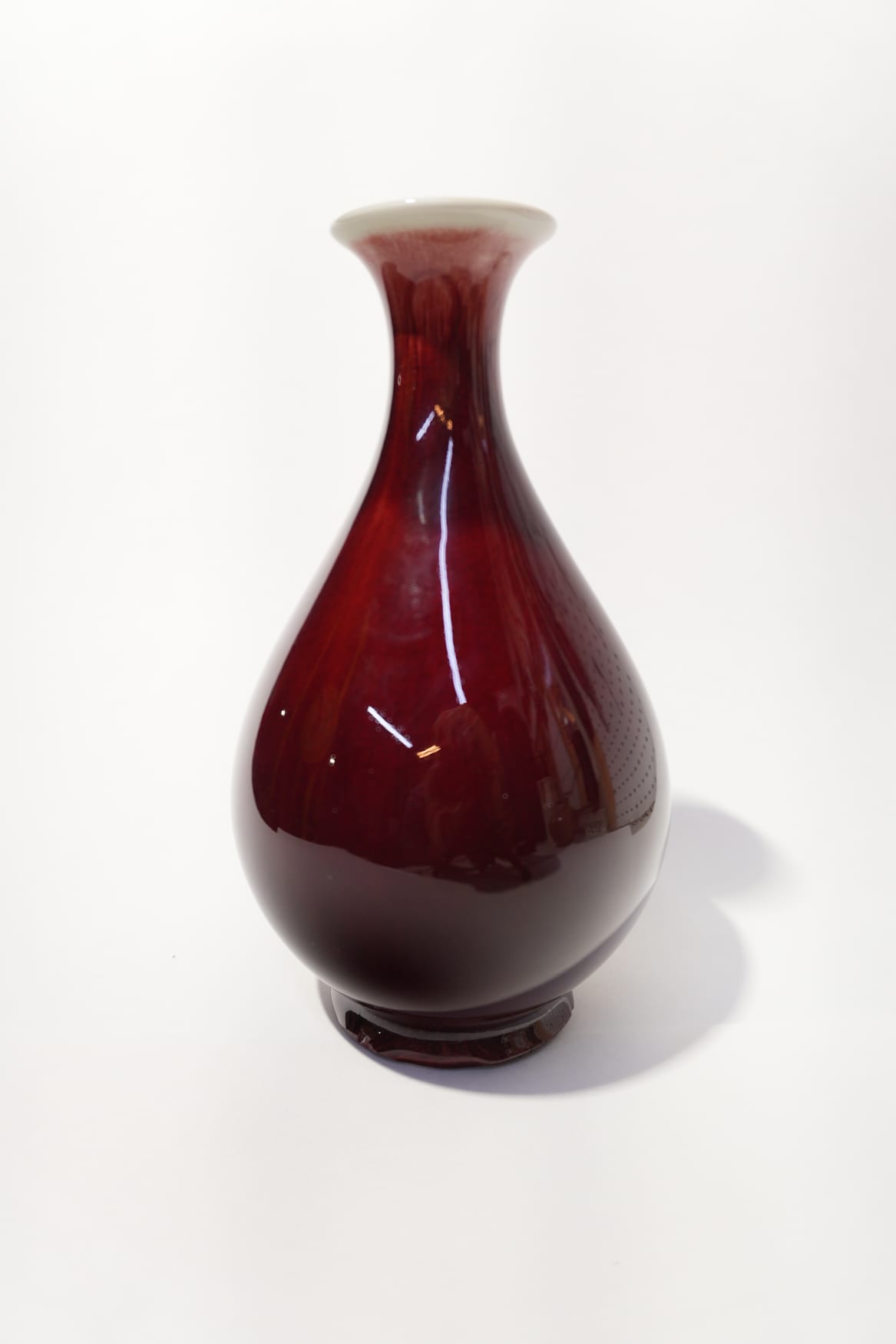 Chinese Oxblood Flambé Bottle Vase Mid-1900s, pottery